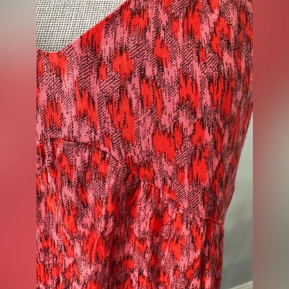 Joie Tiered Sleeveless Tea Rose Tiered Maxi Cheetah Print Red Sun Dress size XS - Picture 7 of 11